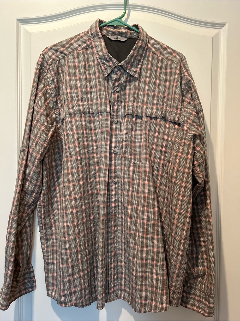 Wrangler Men’s Green and Red Plaid Button-Down Shirt Sz XL
